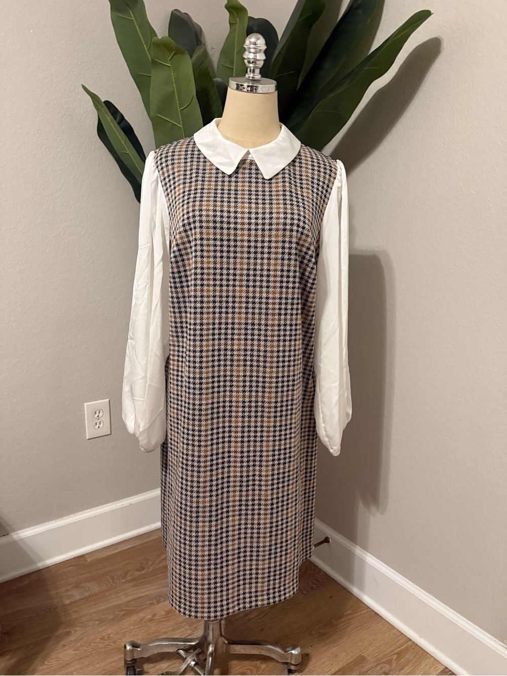 Tommy Hilfiger Plaid Collared Twofer Shift Dress